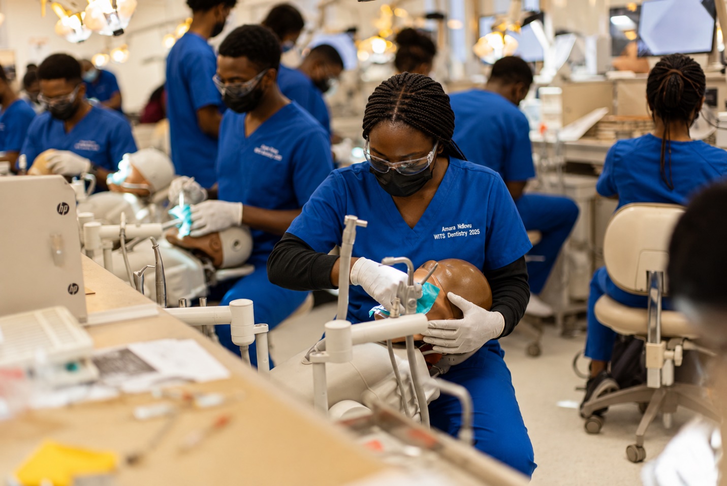 Undergraduate dental student in a lab